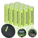 Henreepow Ni-MH AA Rechargeable Batteries, Double A High Capacity 1.2V Pre-Charged for Garden Landscaping Outdoor Solar Lights, String Lights, Pathway Lights (AA-600mAh-12pack)