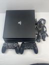 Sony PlayStation 4 PS4 PRO 1TB Black Console & 2 Controllers & Leads! Tested !