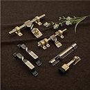 Shiv Craft Twister Series Aluminum Heavy Single Door Fitting Accessories Full Set/Kit (1 Aldrop, 1 Latch, 2 Handles, 1 Tower Bolt and 1 Door Stopper) (10 Inch, Antique Brass| 08