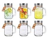 Smith's Mason Jars Set of 6 Mason Jar Mugs 473ml with Screw Top Lids | Drinking Glasses Ideal for Making Overnight Oats and Smoothies | All Come with Gift and Present Tags