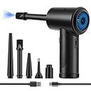 Compressed Air Duster,Fulljion 3-Gear to 51000RPM Electric Air Duster Portable Air Blower with LED Light, 6000mAhRechargeable Cordless Air Duster for Computer Keyboard Fast Charge(Black)