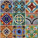 9 Mexican Tiles 4"x 4" Hand Painted Talavera F- 40