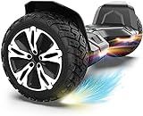 AhaTech Warrior 8.5 inch All Terrain Off Road Hoverboard with Bluetooth Speakers and LED Lights, UL2272 Certified Self Balancing Scooter (Black)