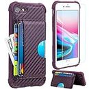 b1b byoneby Wallet Case for iPhone 7/8/SE 2022/2020 with Credit Card Holder Slots & 1-Pack Screen Protector Wireless Charging Kickstand Phone Cover for Apple iPhone 7/8/SE 3rd/2nd,Purple