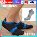 3 Pairs Men Cotton Running Ankle Sports Toe Socks Five Finger Grey Blue Black AU