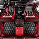 Custom Fit Car Floor Mats - Full Coverage Automotive Leather Floor Liners for Most Vehicles by MingyunSM (Black & Red)