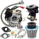 Fremnily Compatible with 139QMB Carburetor for GY6 50CC 49CC 4 Stroke Scooter Taotao Engine 18mm Carb + Intake Manifold Air Filter - 50cc Carb, 50 CC Scooter Carburetor, 49cc Moped Parts 50cc Scooter