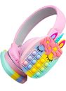  Cuffie Bluetooth unicorno gioco wireless over-ear pieghevole rosa per bambini 
