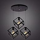 GAUVIK Metal Cluster Cube Design Pendant Three Light Ceiling Hanging Lamp For Home & Office, Black
