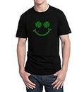 Smiley Happy Irish Clover Flower Green_001194 T-Shirt Birthday for Him 2XL Man Black