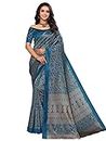 SIRIL Women's Printed Poly Silk Saree with Unstitched Blouse Piece(2810S2055A_Teal Blue1)