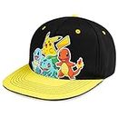 Pokemon Bucket Hat for Kids Unisex Baseball Cap Pikachu Adjustable Strap Trucker Cap Sun Hat for Kids Snapback Hat Summer Accessories Pokemon Gifts, Black/Yellow, One Size