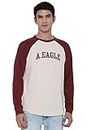 American Eagle Men Red Super Soft Long-Sleeve Thermal Raglan T-Shirt