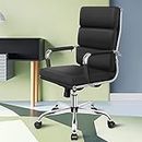 ALFORDSON High Back Black Office Desk Chair with SGS Listed Gas Lift & Padded Seat, PU Leather Home Ergonomic Office Chair Height Adjustable, Home Office Computer Gaming Chair, Max 150kg Loading