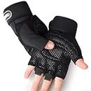 Gym Gloves for Men & Women Weight Workout Gloves with Wrist Wrap Support, Breathable & Full Palm Protection, for Exercise Weightlifting, Training, Fitness, Cycling, Hanging, Pull ups - Black (m)