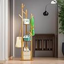 Rafaelo Mobilia Coat Stand With 9 Hooks, Bamboo Coat Rack Stand, Clothes Stand, Coat And Shoe Storage Hallway, Coat Stands For Hallway, Coat Hanger Stand, Hat Stand, Free Standing Coat Stand