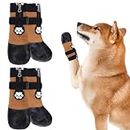 VKPETFR Dog Boots, Waterproof Dog Socks for Hot Pavement, Anti-Slip Dogs Booties Paw Protectors for Hardwood Floor, Socks for Indoor and Outdoor Puppy Hiking (Brown, Medium)