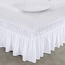 Utopia Bedding Full Elastic Bed Ruffle - Easy Wrap Around Ruffle - Microfiber Bed Skirt with Adjustable Elastic Belt 16 Inch Tailored Drop - Hotel Quality Bedskirt, Fade Resistant (Full, White)