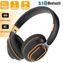 Wireless Bluetooth 5.1 Headphones Over Ear LED Headset Stereo Noise Cancelling