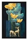 ArtX Paper Aesthetic Floral Deer Wall Decor Paintings with Frame for Home Decoration, Painting for Living Room, Framed Painting for Wall Decoration, 12.5 X 18.5 inches, Set Of 1
