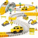 260Pcs Construction Race Tracks for Kids Toys, 6Pcs Construction Car and Track