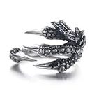 Stylewell Unisex Trending Stylish Stainless Steel Silver Color Openable/Adjustable Funky Dragon Vulture/Eagle Claw Thumb Finger Ring (Free Size)