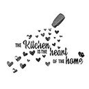 The Kitchen is The Heart of The Home - Adhesivo de pared de espejo de acrílico, calcomanía de pared de cocina, despegar y pegar, citas inspiradoras, decoración mural de arte para comedor (negro)