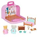Li’l Woodzeez – Lil Woodzeez – Portable Dollhouse Playset – Bedroom & Mini Furniture – Animal Figurines – Kids 3 Years + – Travel Suitcase Bedroom Playset - Deluxe