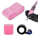 ATOMUS 100pcs Disposable Tattoo Clip Cord Sleeves Pink with 2pcs Self-adhesive Bandage Plastic Cover Bags Tattoo Pen Bag Tattoo Machine Accessories