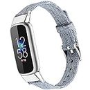 NINKI Compatible Fitbit Luxe SE& Fitbit Luxe Bands for Men Blue Small,Soft Woven Fabric Strap Wrist Band Blue Fitbit Luxe Replacement Bands for Fitbit Luxe Fitness Tracker Accessories Girls(Sky Blue)