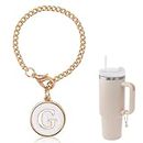 Ekarley Water Bottle Handle Letter Pendant,Personalized Initial Plated Chain Compatible with Simple Modern/Tumbler/Yeti Cup,Travel Cups Decoration For Women Gift (G)