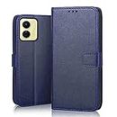 SHINESTAR Vivo Y16 Flip Back Cover | PU Leather Flip Cover Wallet Case with TPU Silicone Case Back Cover for Vivo Y16 - Ultimate Blue