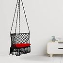 SWINGZY Cotton Premium Small C Shape Swing For Adults/Swing Chair For Home, Indoor, Outdoor, Garden/Jhula For Adults/Hanging Swing Chair For Balcony(Accessories Included- 36X46X160 Cm, Black)