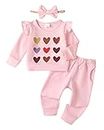 Mioglrie Infant Girl Clothes Baby Outfits Love Heat Toddler Girls' Clothing Cute Sweatshirts Baby Clothes for Girls, Pale Pink, 2-3T