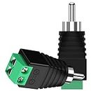 TECH-X RCA Plugs for Speaker Wire, RCA to AV Screw Terminal Connector, Phono RCA Male Plug Solderless Converter Audio/Video Speaker Wire Connectors Solderless Adapter Pack 2(Green)