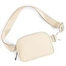 ODODOS Unisex Mini Belt Bag with Adjustable Strap Small Fanny Pack for Workout Running Traveling Hiking, Ivory