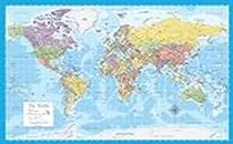 Laminated World Map Poster - Map of the World Chart [Light Blue]
