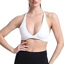 Aoxjox Women's Workout Sports Bras Fitness Backless Padded Sienna Low Impact Bra Yoga Crop Tank Top, A White, Small