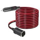 SPARKING 10FT Cigarette Lighter Extension Cord 10FT- Replacement Male Plug to Female Socket 16AWG Cigar Lighter Extender Cable with LED Lights,Fuse 15A