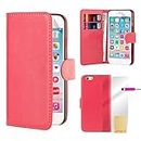 32nd Book Wallet PU Leather Flip Case Cover For Apple iPhone 6 Plus & 6S Plus, Design With Card Slot and Magnetic Closure - Hot Pink