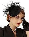 Cizoe Fascinators Hats 20s 50s Hat Pillbox Hat Cocktail Tea Party Headwear With Veil For Girls and Women (B1-Black)
