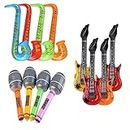 Surcotto Inflatable Guitar Saxophone Microphone Balloon Set, 12 Pack Musical Instruments Accessories For Kids Adults Party Decoration