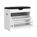 Artiss Shoe Storage Cabinet Bench Box Drawers Adjustable Shelf Stand Organiser Benches Seat Stool Organizer Home Decor Indoor Outdoor Bedroom Hallway Furniture, Durable and Strong White 15 Pairs