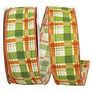 The Holiday Aisle® Moss Plaid Tonal Season Glitter Wired Edge Ribbon, Polyester in Green | 1.5 H x 6 W x 6 D in | Wayfair