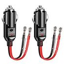 2 Pack Car Cigarette Lighter Male Plug 12V/24V Female Socket Extension Cable with Leads LED Lighter Adapter Heavy Duty Power Supply Cord Waterproof 10A Fuse for Car Vehicle Motorcycle Tractor Boats