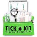 Tick Remover Tool Kit For Humans, Cats, Dogs and Pets, Lyme Prevention Plus 3 Tick Removal Tools, Small & Large Tick Twister Bar & Fine Point Tweezers with Magnifying Glass + First Aid Bandages & Cleaning Wipes - Canadian Owned