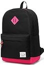 Backpack for Teen Girls, Vaschy Women Rucksack Unisex Classic Water Resistant School Backpack Fits 15.6 Inch Laptop Black Pink