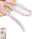 ARKZO Handmade Crossbody Lanyard for Phone with Charm, Mobile Phone Holder Strap, Neck Hanging Chain Sling for iPhone and Most Smartphones, Hands-Free Accessories (Pink)
