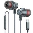 USB C Headphones,USB Type C Earphones Wired Earbuds Magnetic Noise Canceling in-Ear Headset with Microphone for iPhone 15 Pro Max Plus, iPad Pro, Samsung Galaxy S23 S22 S21 S20, Note 10 20, A53 A54