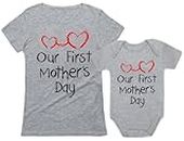 Tstars Our First Mothers Day Mommy and Me Matching Outfits Mom and Baby Shirts Set Mom Gray Large/Baby Gray Newborn (0-3M)